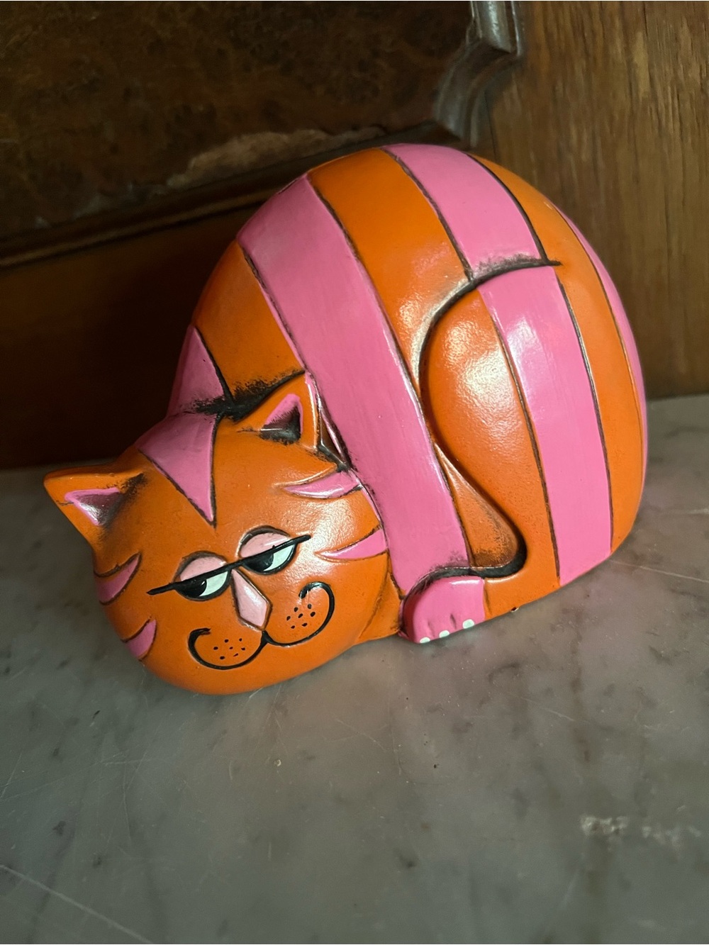 vintage cat papier-mâché cat coin bank 1960s cat art 70s decor - Picture 6 of 6